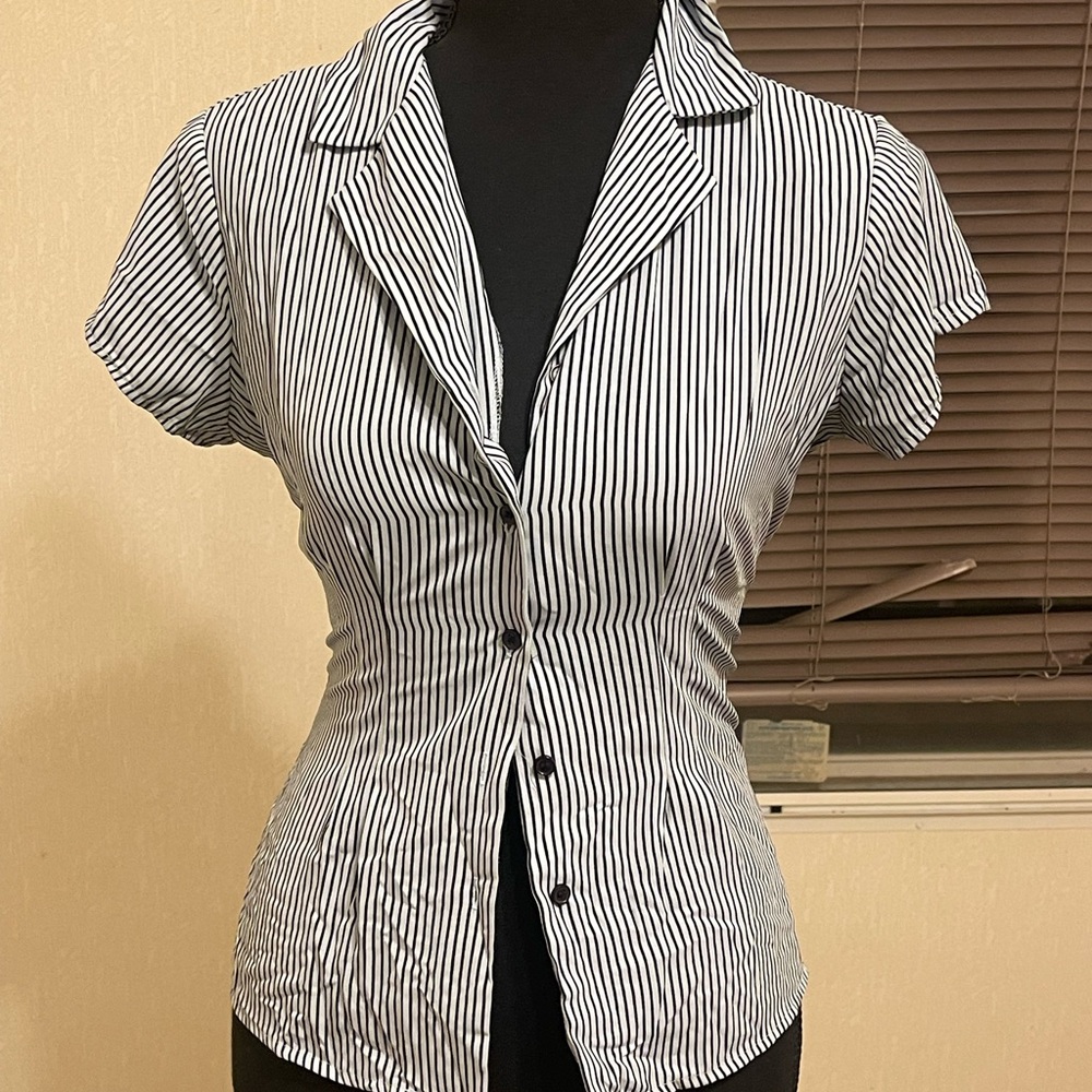 Covington Black and White Striped Button Down Shirt